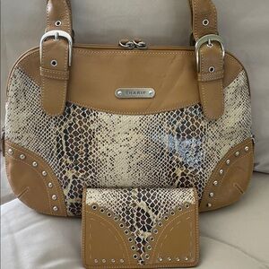 SHARIF STUDIO Reptile Print Bag + Matching Wallet Excellent Condition!